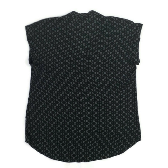 Pleione Black White Comma Print Short Cap Cuffed Dolman Sleeve Top Womens Medium - Picture 13 of 15